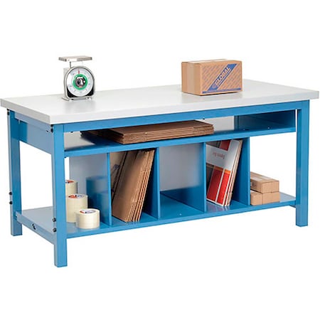 Global Industrial Packing Workbench W/Lower Shelf Kit, Laminate Square Edge, 72inW x 30inD 244204